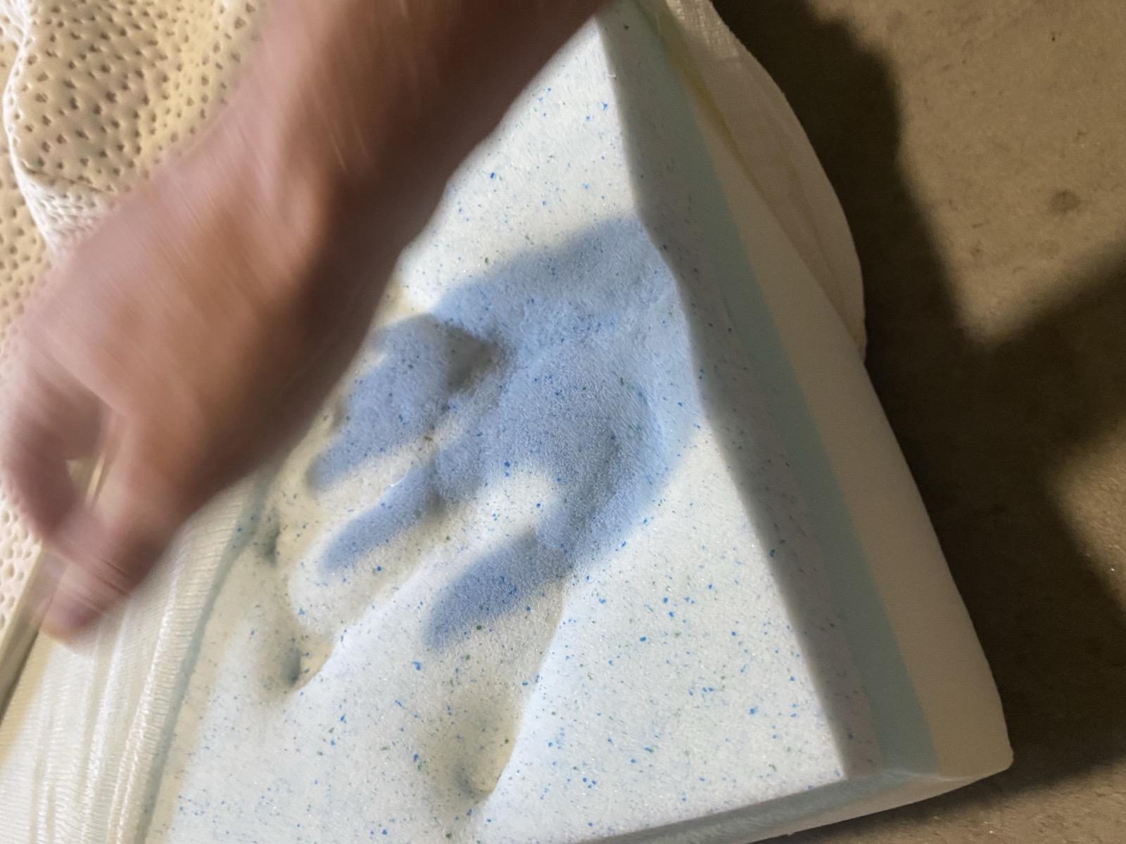 Handprint in memory foam on 5 Little Monkeys mattress
